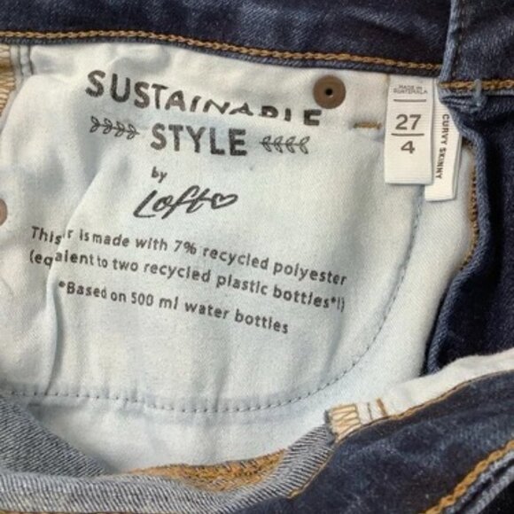 Loft Jeans Curvy Skinny Mid-Rise Blue Denim Jeans Women’s Size 27/4 Stretch - Picture 8 of 9